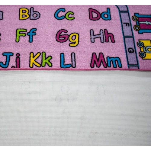 [아마존베스트]Mybecca Kids Rug ABC Fun in Pink 3 X 5 Children Area Rug for Playroom & Nursery - Non Skid Gel Backing (39 x 56)
