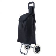 Mybesty Black Large Capacity Light Weight Wheeled Shopping Trolley Push Cart Bag New