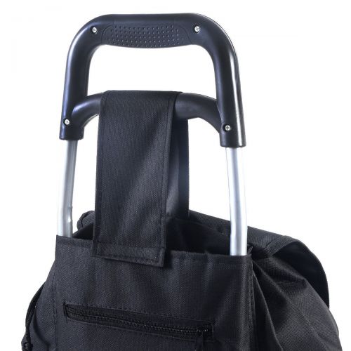  Mybesty Black Large Capacity Light Weight Wheeled Shopping Trolley Push Cart Bag New