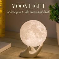 [아마존베스트]Mydethun Moon Lamp Moon Light Night Light for Kids Gift for Women USB Charging and Touch Control Brightness 3D Printed Warm and Cool White Lunar Lamp(3.5In moon lamp with stand)