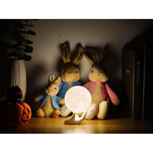  [아마존베스트]Mydethun Moon Lamp Moon Light Night Light for Kids Gift for Women USB Charging and Touch Control Brightness 3D Printed Warm and Cool White Lunar Lamp(3.5In moon lamp with stand)