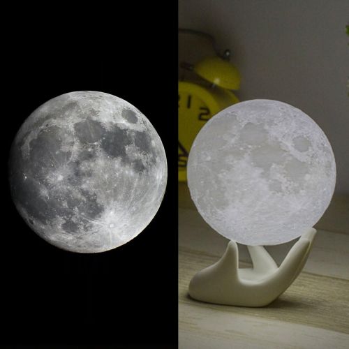  [아마존베스트]Mydethun Moon Lamp Moon Light Night Light for Kids Gift for Women USB Charging and Touch Control Brightness 3D Printed Warm and Cool White Lunar Lamp(3.5In moon lamp with stand)