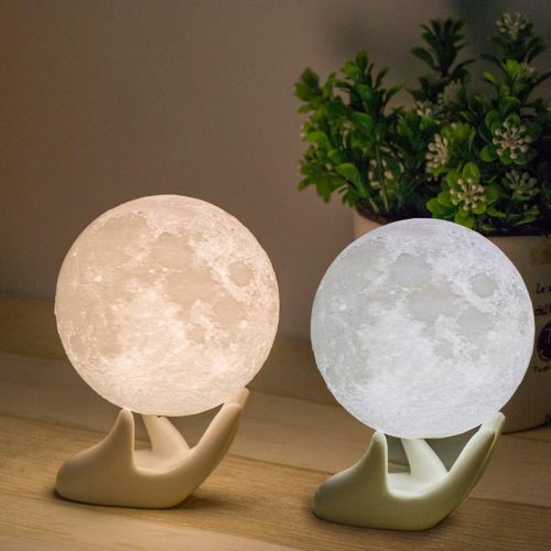  [아마존베스트]Mydethun Moon Lamp Moon Light Night Light for Kids Gift for Women USB Charging and Touch Control Brightness 3D Printed Warm and Cool White Lunar Lamp(3.5In moon lamp with stand)