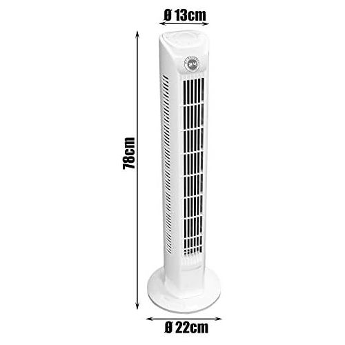  My-goodbuy24 Ventilator Saulenventilator Turmventilator leise, 78cm , max. 57dBA , 3 Stufen Standventilator , Oszillierender 75° (Schwenkbar) , 45 Watt Leistungsstarker Motor , Weiss