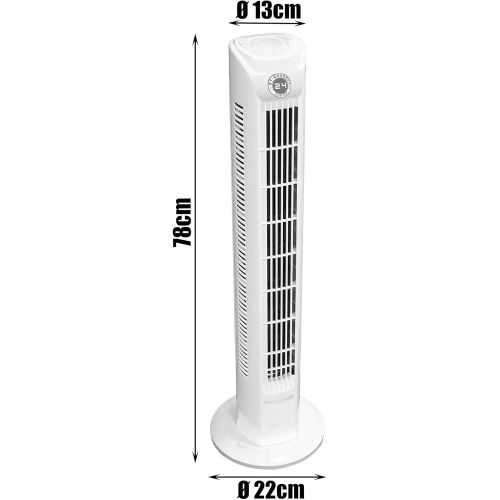  My-goodbuy24 Ventilator Saulenventilator Turmventilator leise, 78cm , max. 57dBA , 3 Stufen Standventilator , Oszillierender 75° (Schwenkbar) , 45 Watt Leistungsstarker Motor , Weiss