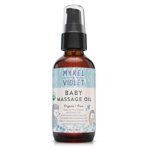  Mykel + Violet - 100% USDA Certified Organic Baby Massage Oil, Calming Blend, Moisturizes Newborn Baby’s Delicate Skin, Made with Avocado oil, Lavender oil and other Organic Essent