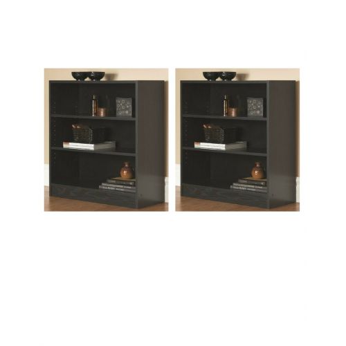  Mylex 2 Pack Mainstays 3-Shelf Bookcase | Wide Bookshelf Storage Wood Furniture in Black Finish
