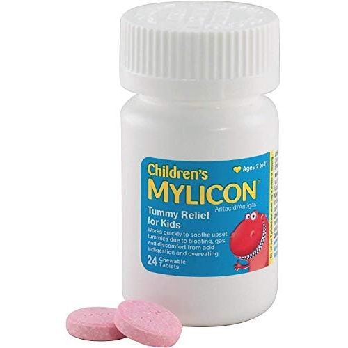  [아마존베스트]Mylicon Childrens Antacid, Tummy Relief Tablets for Kids, Cherry, 24 Count