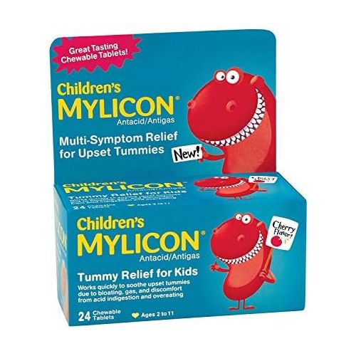  [아마존베스트]Mylicon Childrens Antacid, Tummy Relief Tablets for Kids, Cherry, 24 Count