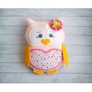 Mymintable Stuffed toy Plush gift for kids Plushy owl Pink animal Personalized toy Baby girl gift Tooth fairy Felt owls Sister gift for niece Owl decor