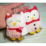 /Mymintable Owl ornament Girlfriend gift Baby shower theme Valentines gift Kawaii gift Pink red owl nursery decor Stuffed animals Wife gift Owl figurine