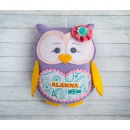 /Etsy Custom plush Owl toy Baby girl gift Personalized baby gifts Easter gift Graduation preschool Owl wall decor Woodland animals Kids room decor