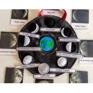 Mynimas Felt Moon Phases. Montessori 3 Part Cards, Matching game. Didactic game. ( Available in English, French, Spanish, German...etc )