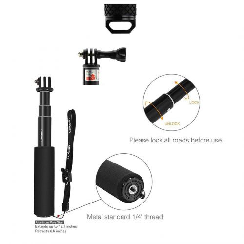  Mystery Selfie Stick fuer Gopro Fotostativ Wasserdichtes Einstellbares GoPro Monopod-Stativ mit Daumenschraube und Handgelenkschlaufe fuer GoPro 5/4/3+/3/2/1 Xiaomi Action-Kameras (1