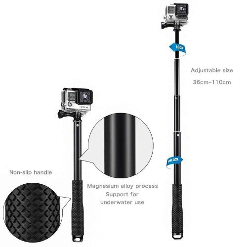  Mystery Selfie Stick fuer Gopro Fotostativ Wasserdichtes Einstellbares GoPro Monopod-Stativ mit Daumenschraube und Handgelenkschlaufe fuer GoPro 5/4/3+/3/2/1 Xiaomi Action-Kameras (1