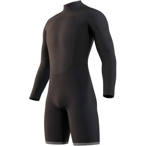  Watersports - Surf Kitesurf & Windsurfing Mens Brand 3/2mm Long Sleeve Shorty Wetsuit - Black