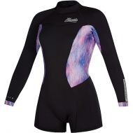 Womens Diva 2/2mm B-Zip Longarm Shorty Wetsuit 2023 - Black/Purple 200072