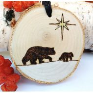 /MysticWildCraft Birch Ornament, Wood Baby Ornament, Bear Ornament, Wood Burned Ornament, Painted Ornament,Nature Ornament, Custom Ornament