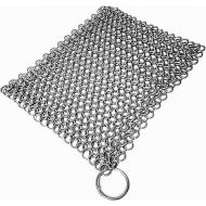 Mythrojan Cast Iron Cleaner, 5.9 Inches Rectangle Chainmail Scrubber with Hanging Ring Dishcloth Stainless Steel Chainmail Scrubber for Skillet, Wok, Pan & Pots Cleaner