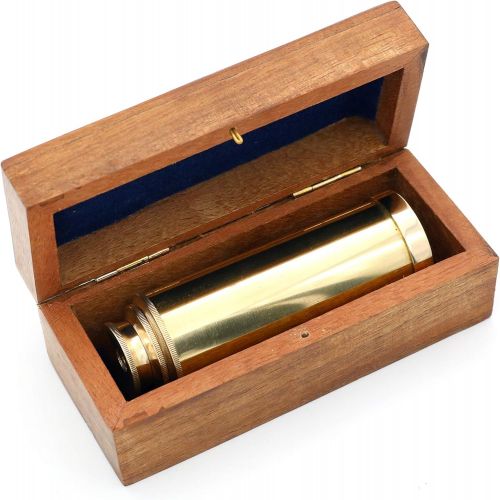  [아마존베스트]Mythrojan Mini Pirate Spyglass Telescope Brass Colapsable Hand Telescope with Wooden Box Small Vintage Telescope Pirate Decore Brass Decorative Telescope 6