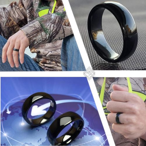  [아마존베스트]Smart Wedding Ring for Men and Women, Smart Wear Finger Digital Ring, Unique Design, Emergency Medical Alert ID, Comfort fit Mens and Women Ring-Integrated NFC Chip to Connect Andr