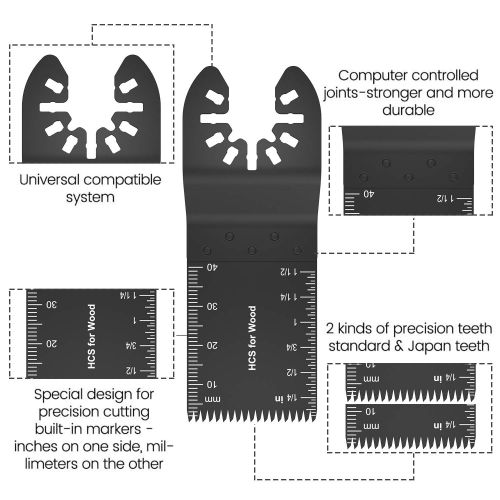  N\A 66pcs Oscillating Saw Blade Kit, Universal Multitool Quick Release Saw Blades Fit Universal Wood Metal Oscillating Saw Blades for Dewalt Rockwell Royobi Millwaukee Porter Cable Bos