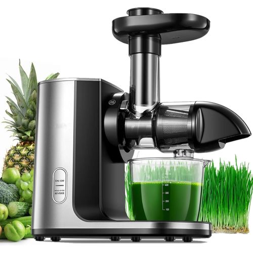  N\A Juicer Machines, Slow Masticating Juicer with Reverse Function & Quiet Motor, Cold Press Juicer, Easy to Clean with Brush, Higher Juice Yield, Recipes for Vegetables and Fruits