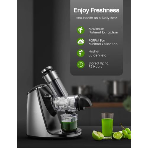  N\A Juicer Machines, Slow Masticating Juicer Easy to Clean with 3in Large Feed Chute, Cold Press Extractor with Quiet Motor, Higher Nutrition with Ceramic Auger, Ice Cream ACC & Juice