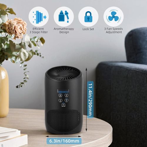  N\A HEPA Air Purifiers for Home Bedroom, Smoke Air Cleaner with Fragrance Sponge, Lock Set, Ultra Quiet HEPA Air Purifier for Dust, Odor, Pet Dander,Smoke