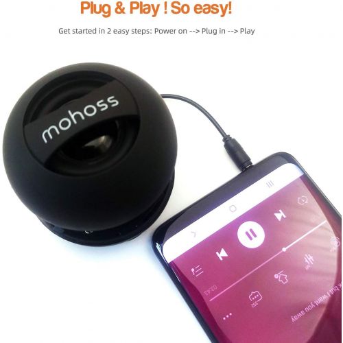  N\A Mini Bass Speaker, mohoss Portable Plug in Speaker with 3.5mm Aux Audio Input, Rechargeable External Hamburger Speaker for iPhone Android Smartphones Laptop Tablet iPod MP3