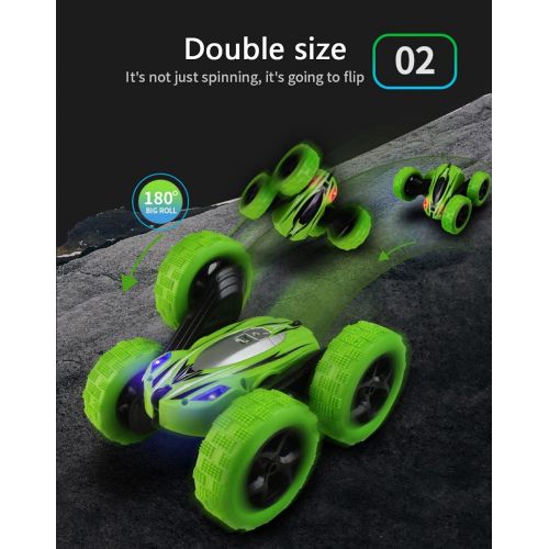  N\A Remote Control Car, RC Car Toy, 2.4Ghz Double Sided 360° Rotating RC Cars Stunt Car with Headlight, Kids Xmas Toys Car for Boys/Girls Birthday Gifts Toys