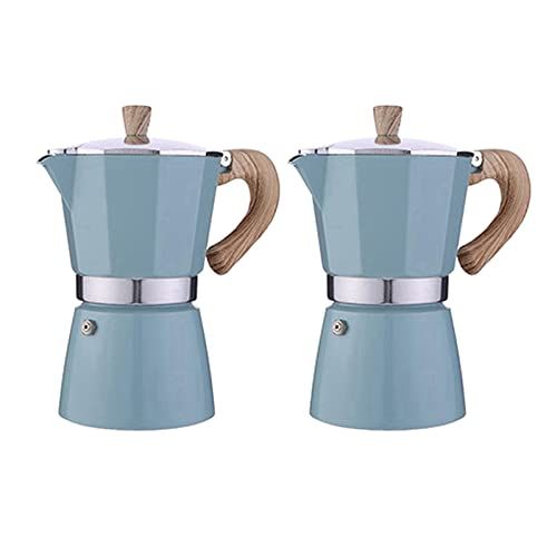  N\C NC Dolity Set of 2 300 Ml Classic Hotplate Moka Maker Espresso Machine Moka Pot Lake Blue