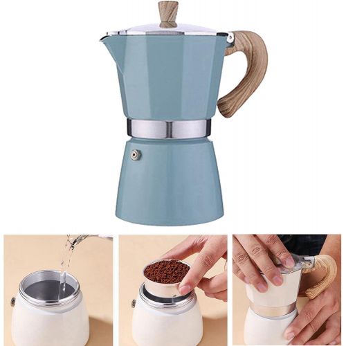  N\C NC Dolity Set of 2 300 Ml Classic Hotplate Moka Maker Espresso Machine Moka Pot Lake Blue