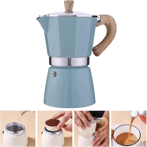  N\C NC Dolity Set of 2 300 Ml Classic Hotplate Moka Maker Espresso Machine Moka Pot Lake Blue