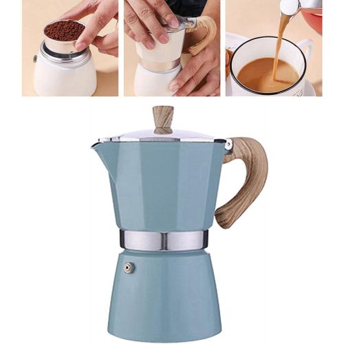  N\C NC Dolity Set of 2 300 Ml Classic Hotplate Moka Maker Espresso Machine Moka Pot Lake Blue