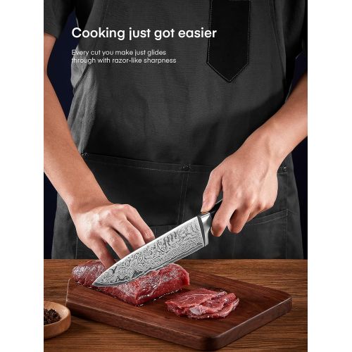  N\C Knife Set, 14PCS Stainless Steel Self Sharpening Kitchen Knife Wooden Block Set, Chef Knife, Paring Knife, Utility Knife, Bread Knife, Steak Knife Set, Black