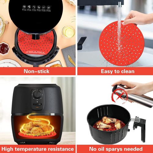  N\C Kitchen Reusable Silicone Air Fryer Liners, 3 Pcs 8 inch Non-Stick Air Fryer Mats Round Silicone Fryer Liners Parchment Paper Replacement For Ninja, Cosori, Gowise, Instant Pot