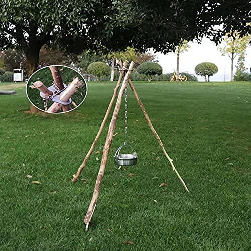  N\C camping cooking campfire grill tripod (Set with Hooks and stainless steel chain) adjustable，portable campfire camping plates，Hanging Cookware Turn branches into tripods