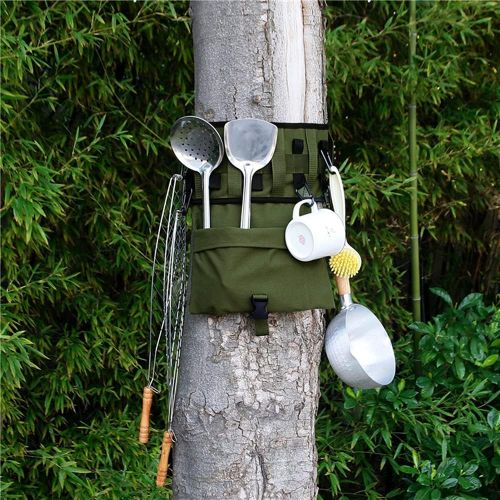  N\C NC Tree Hanging Camping Tableware Roll Bag Removable Multifunctional Canvas Camping Cookware, for Dinnerware Storage Barbecue Portable Pouch for BBQ Camp Cookware