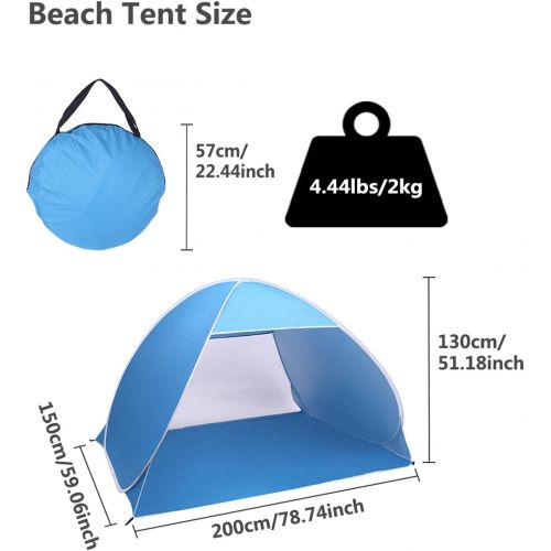  N\C NC 2-3 Person Beach Tent Pop Up Sun Shelter Tent Big Automatic Sun Umbrella 2-3 Person Fishing Beach Shelter Blue