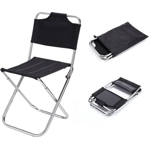  N\C Outdoor Folding Camping Chair Ultralight Portable Fishing with Lumbar Back Support and Carry Bag High-Strength Aluminum Alloy Camp for Picnic (Black), 18.89（backrest High ）x10.62x8