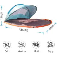 N\C NATGIFT Beach Tent Sun Shelter Foldable UPF50+ with Sand Shovel, Easy to Carry, Ground Pegs and Stability Poles, Outdoor Shade for Camping Trips