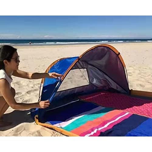  N\C NATGIFT Beach Tent Sun Shelter Foldable UPF50+ with Sand Shovel, Easy to Carry, Ground Pegs and Stability Poles, Outdoor Shade for Camping Trips