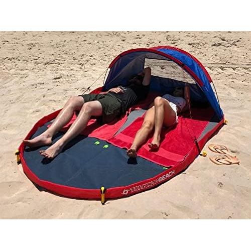  N\C NATGIFT Beach Tent Sun Shelter Foldable UPF50+ with Sand Shovel, Easy to Carry, Ground Pegs and Stability Poles, Outdoor Shade for Camping Trips