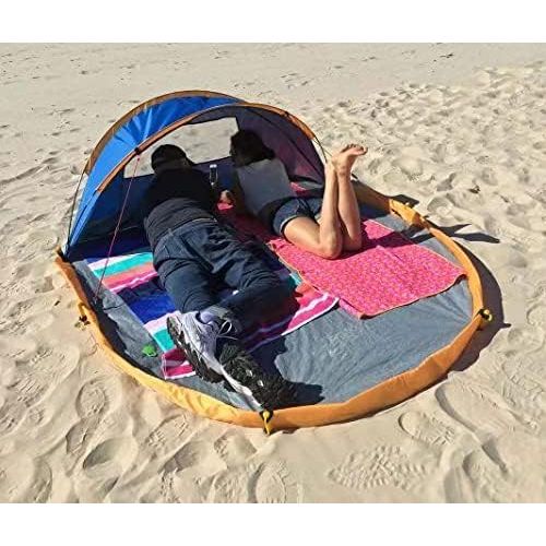  N\C NATGIFT Beach Tent Sun Shelter Foldable UPF50+ with Sand Shovel, Easy to Carry, Ground Pegs and Stability Poles, Outdoor Shade for Camping Trips