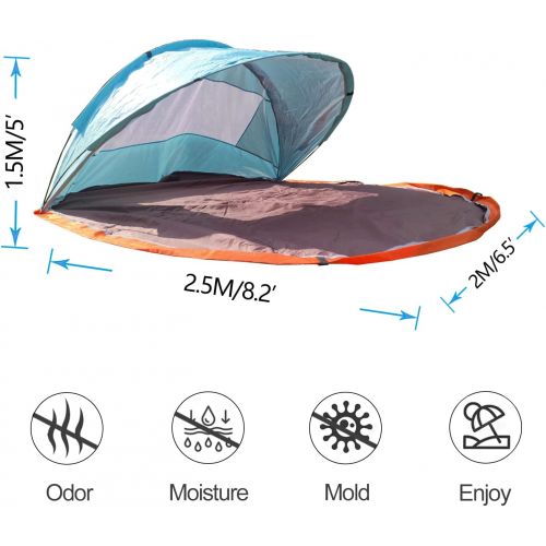  N\C NATGIFT Beach Tent Sun Shelter Foldable UPF50+ with Sand Shovel, Easy to Carry, Ground Pegs and Stability Poles, Outdoor Shade for Camping Trips