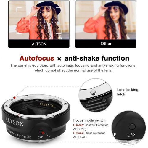  N\C Altson EF/EF-S Lens to Sony E Mount T Smart Adapter Ring Black (CEF-SE)