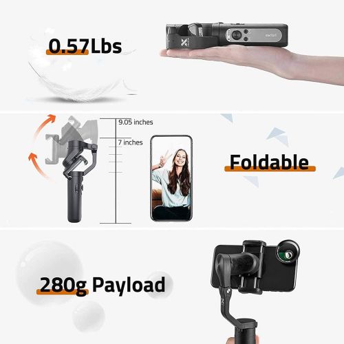  N\C NC Three-axis Balanced Anti-Shake Video Shooting Mobile Phone Gimbal Lightweight and Foldable Portable Mobile Phone Stabilizer for Android and iOS