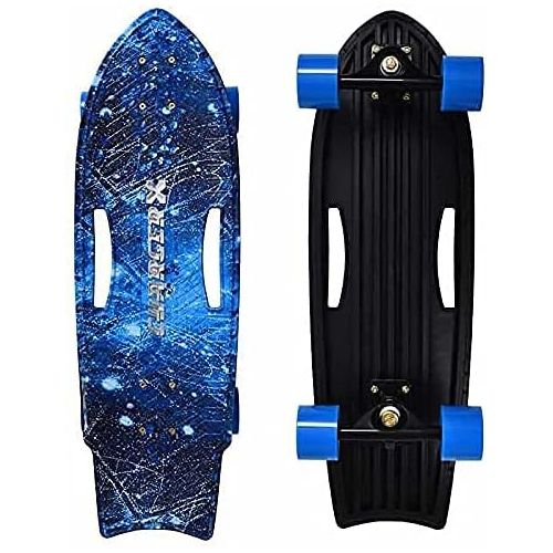  N\C NC 28 Galaxy Surf Skateboard A83 Hardness PU Wheels Surfskate Cruiser with Handles Carving Pumping Skateboards for Children Teens Adults, Blue