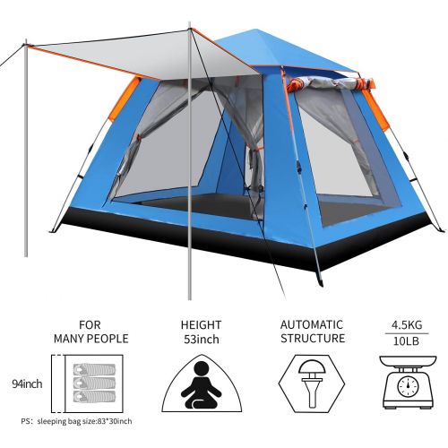  N\C Wingedsteed 2-3 Persons Instant Family Camping Tent with 2 mesh Windows,2 Doors,Double Layer,Portable Carry Bag for Family,Outdoor,Hiking